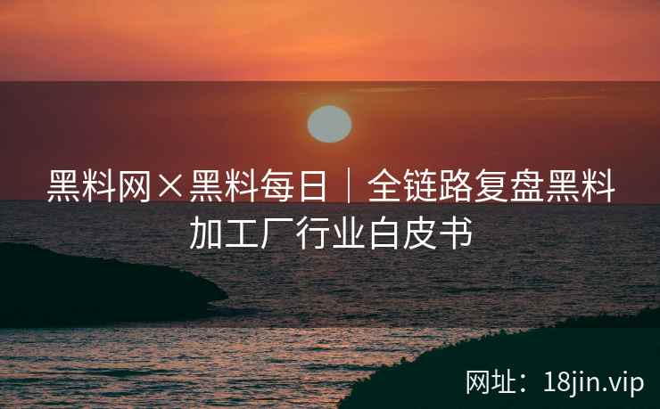 黑料网×黑料每日｜全链路复盘黑料加工厂行业白皮书